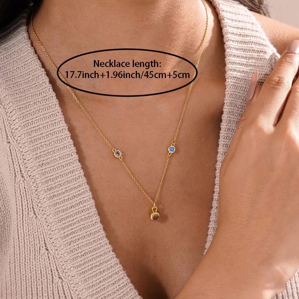 Personalized Women's Birthstone Projection Photo Necklace, 18K Gold Plated